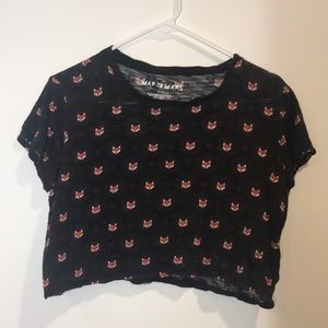 Black crop top with fox prints-medium